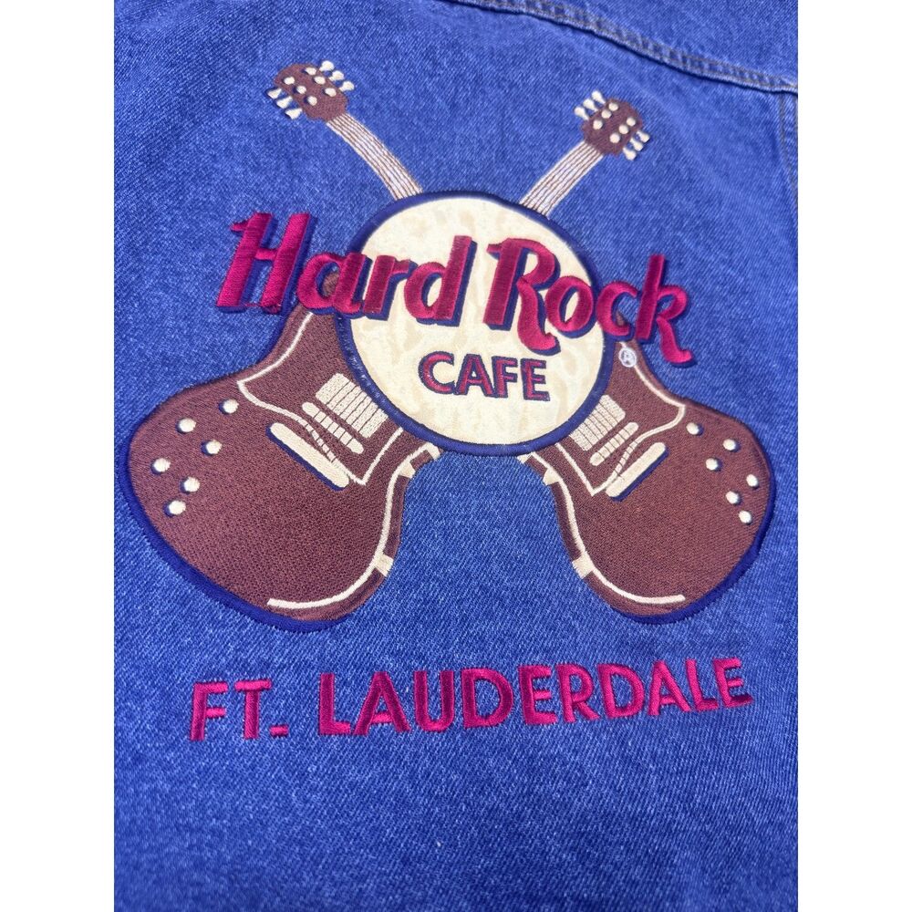 Vintage Hard Rock Cafe Fort Lauderdale Denim Jacket Embroidered Guitar - Picture 3 of 7